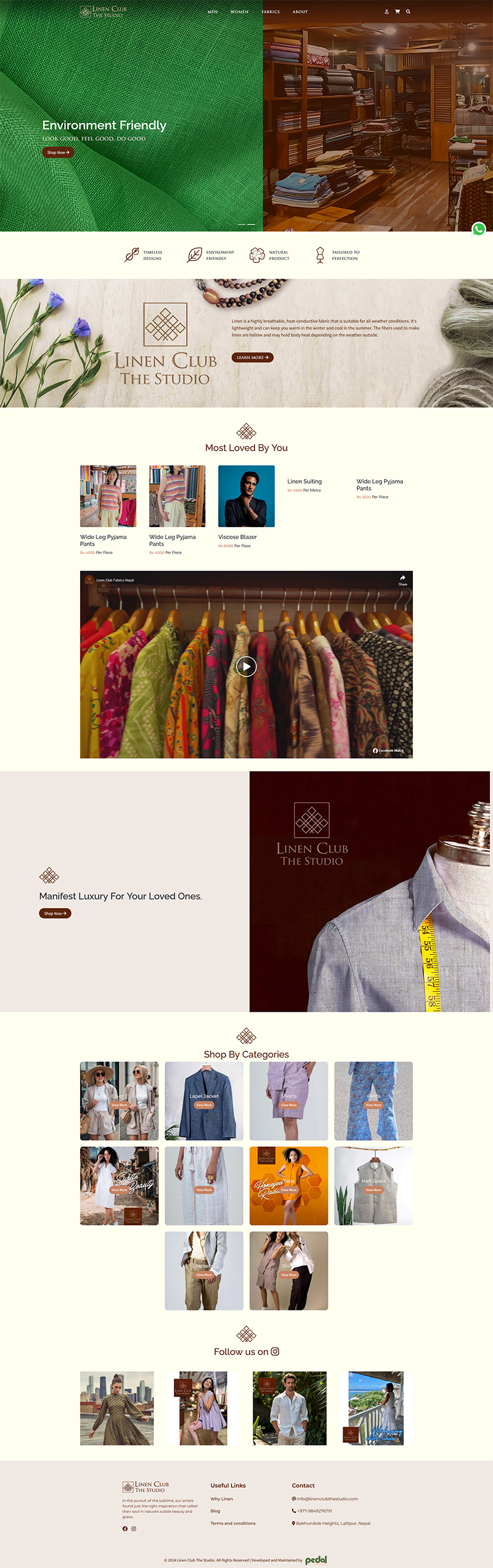 Screenshot of Linen Club Studio website